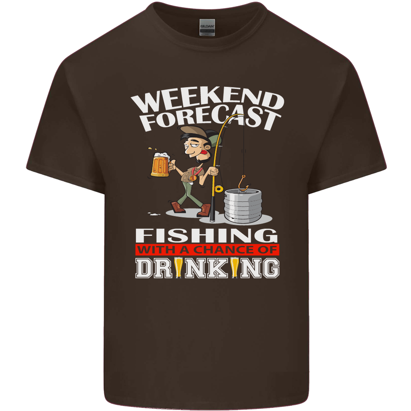 Fishing Weekend Forecast Funny Fisherman Mens Cotton T-Shirt Tee Top Dark Chocolate