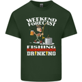 Fishing Weekend Forecast Funny Fisherman Mens Cotton T-Shirt Tee Top Forest Green