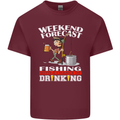 Fishing Weekend Forecast Funny Fisherman Mens Cotton T-Shirt Tee Top Maroon