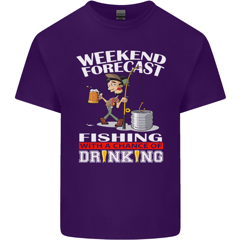 Fishing Weekend Forecast Funny Fisherman Mens Cotton T-Shirt Tee Top Purple