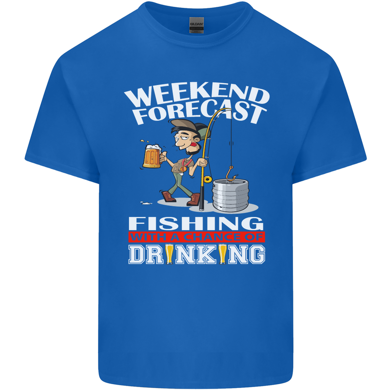 Fishing Weekend Forecast Funny Fisherman Mens Cotton T-Shirt Tee Top Royal Blue