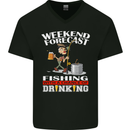 Fishing Weekend Forecast Funny Fisherman Mens V-Neck Cotton T-Shirt Black