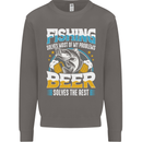 Fishing & Beer Funny Fisherman Alcohol Mens Sweatshirt Jumper Charcoal