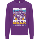 Fishing & Beer Funny Fisherman Alcohol Mens Sweatshirt Jumper Purple