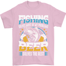 Fishing & Beer Funny Fisherman Alcohol Mens T-Shirt Cotton Gildan Light Pink