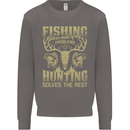 Fishing & Hunting Fisherman Hunter Funny Mens Sweatshirt Jumper Charcoal
