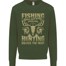 Fishing & Hunting Fisherman Hunter Funny Mens Sweatshirt Jumper Forest Green