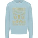 Fishing & Hunting Fisherman Hunter Funny Mens Sweatshirt Jumper Light Blue