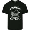 Fishing the Way to My Heart Funny Fisherman Mens Cotton T-Shirt Tee Top Black
