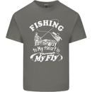 Fishing the Way to My Heart Funny Fisherman Mens Cotton T-Shirt Tee Top Charcoal