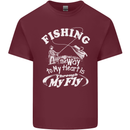Fishing the Way to My Heart Funny Fisherman Mens Cotton T-Shirt Tee Top Maroon