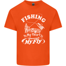 Fishing the Way to My Heart Funny Fisherman Mens Cotton T-Shirt Tee Top Orange