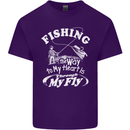 Fishing the Way to My Heart Funny Fisherman Mens Cotton T-Shirt Tee Top Purple