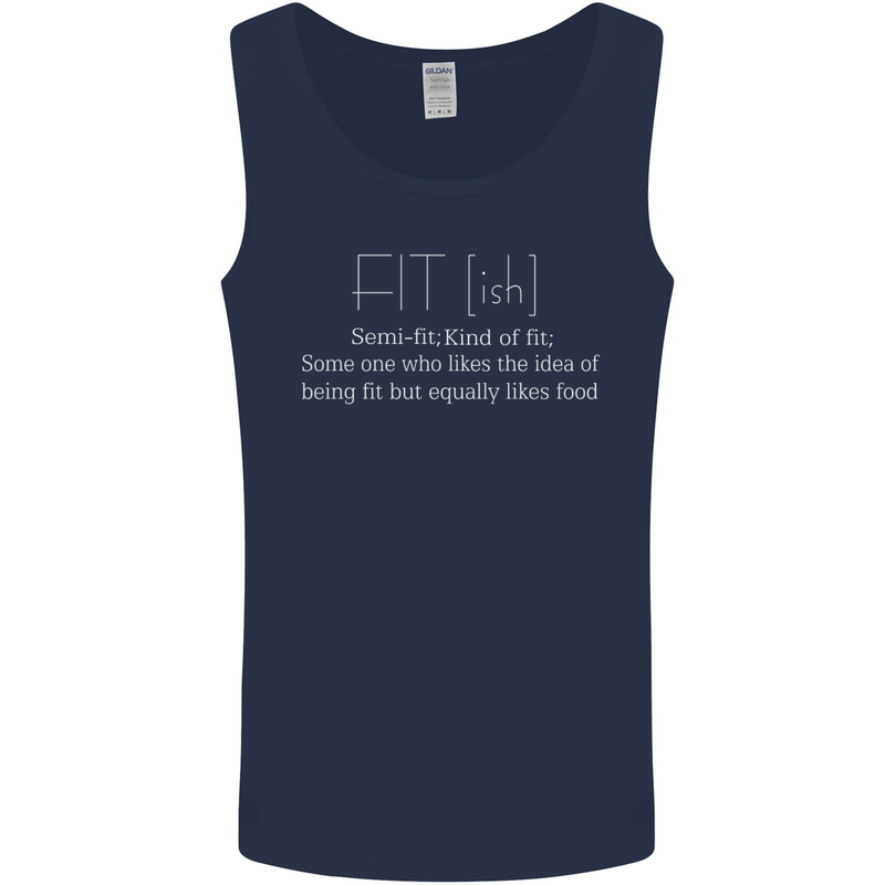 Fit ish Funny Gym Training Top Overweight Mens Vest Tank Top Navy Blue