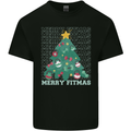 Fitness Merry Fitmas Christmas Tree Gym Mens Cotton T-Shirt Tee Top Black