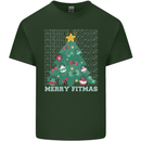 Fitness Merry Fitmas Christmas Tree Gym Mens Cotton T-Shirt Tee Top Forest Green