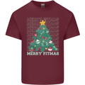 Fitness Merry Fitmas Christmas Tree Gym Mens Cotton T-Shirt Tee Top Maroon