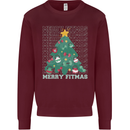 Fitness Merry Fitmas Christmas Tree Gym Mens Sweatshirt Jumper Maroon