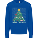 Fitness Merry Fitmas Christmas Tree Gym Mens Sweatshirt Jumper Royal Blue