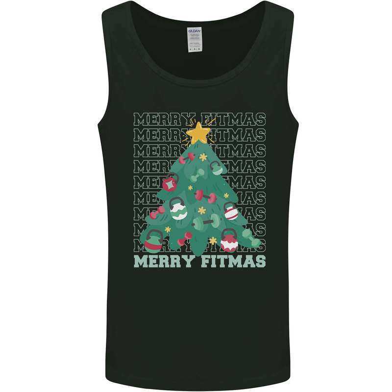 Fitness Merry Fitmas Christmas Tree Gym Mens Vest Tank Top Black