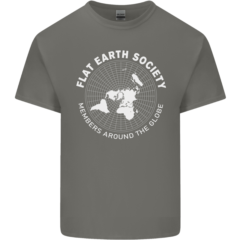 Flat Earth Society Members Around the Globe Mens Cotton T-Shirt Tee Top Charcoal