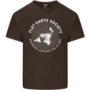 Flat Earth Society Members Around the Globe Mens Cotton T-Shirt Tee Top Dark Chocolate