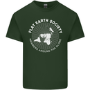 Flat Earth Society Members Around the Globe Mens Cotton T-Shirt Tee Top Forest Green