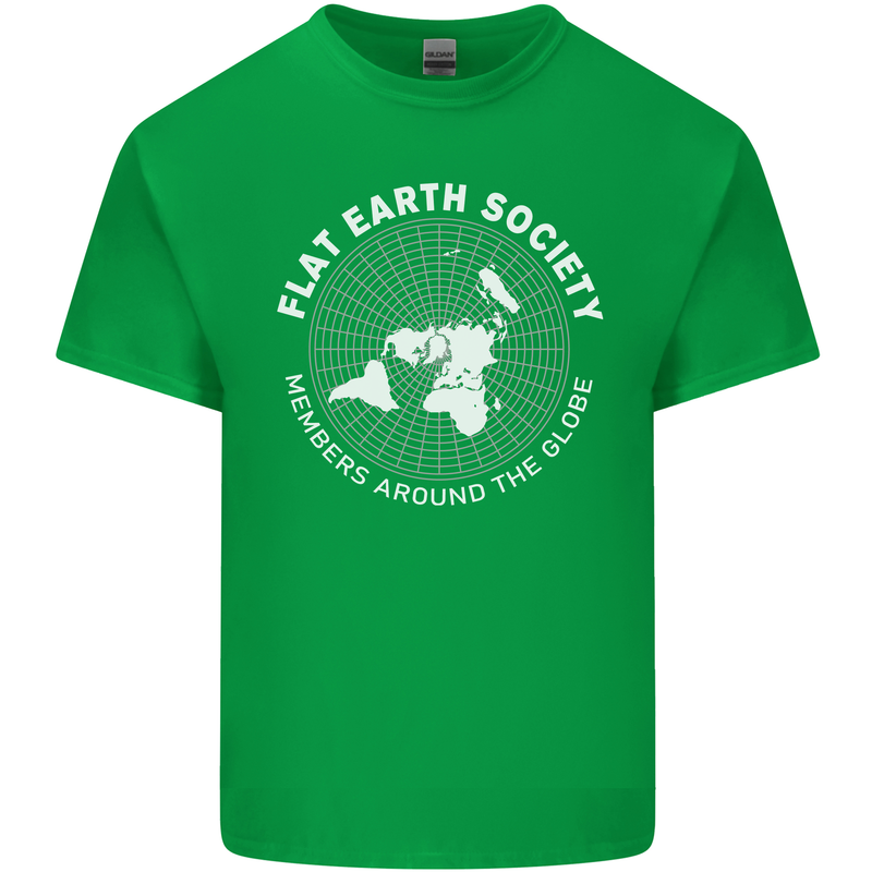 Flat Earth Society Members Around the Globe Mens Cotton T-Shirt Tee Top Irish Green