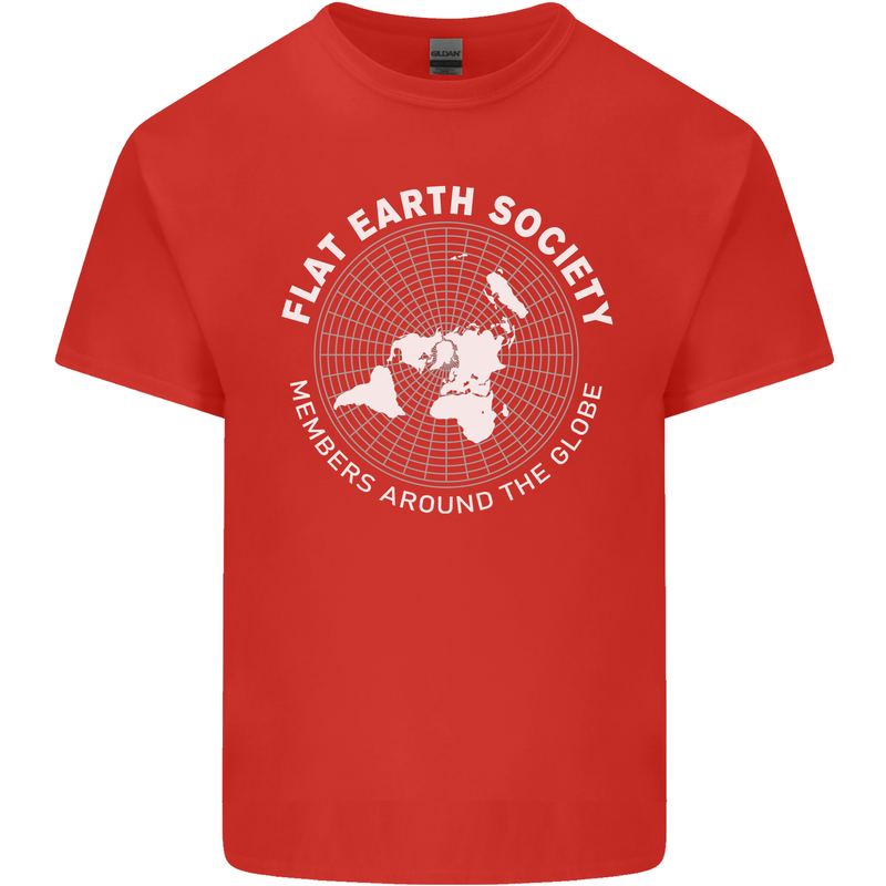 Flat Earth Society Members Around the Globe Mens Cotton T-Shirt Tee Top Red