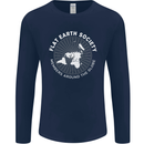 Flat Earth Society Members Around the Globe Mens Long Sleeve T-Shirt Navy Blue