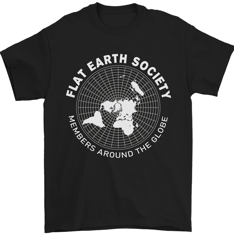 Flat Earth Society Members Around the Globe Mens T-Shirt Cotton Gildan Black