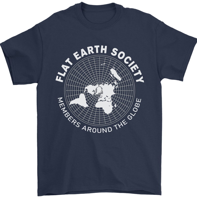 Flat Earth Society Members Around the Globe Mens T-Shirt Cotton Gildan Navy Blue