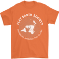 Flat Earth Society Members Around the Globe Mens T-Shirt Cotton Gildan Orange