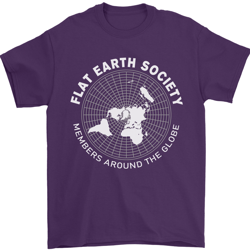 Flat Earth Society Members Around the Globe Mens T-Shirt Cotton Gildan Purple