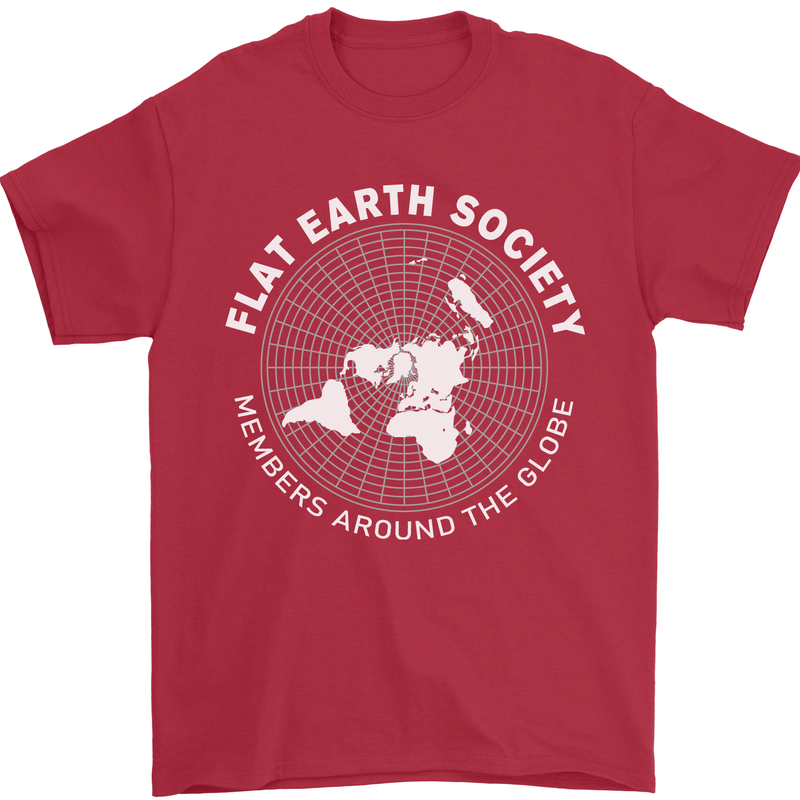 Flat Earth Society Members Around the Globe Mens T-Shirt Cotton Gildan Red