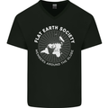 Flat Earth Society Members Around the Globe Mens V-Neck Cotton T-Shirt Black