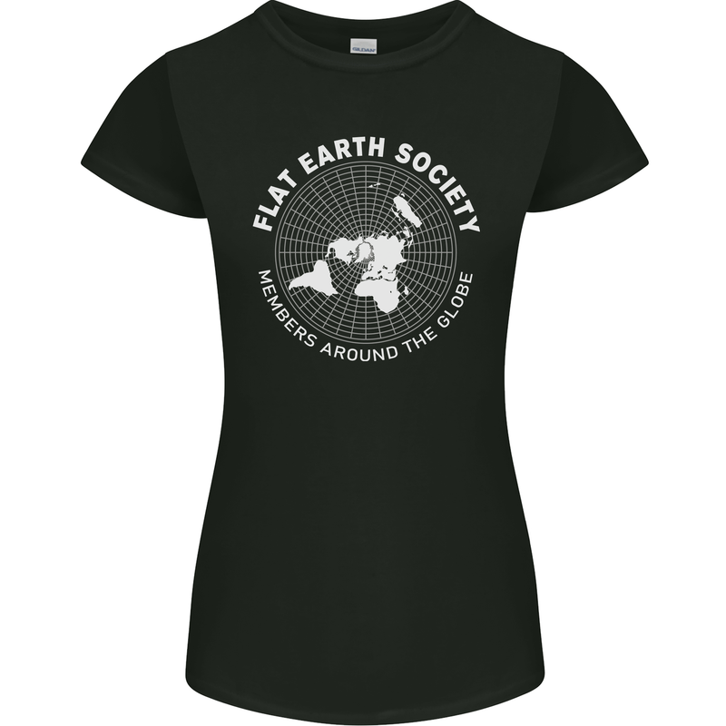 Flat Earth Society Members Around the Globe Womens Petite Cut T-Shirt Black