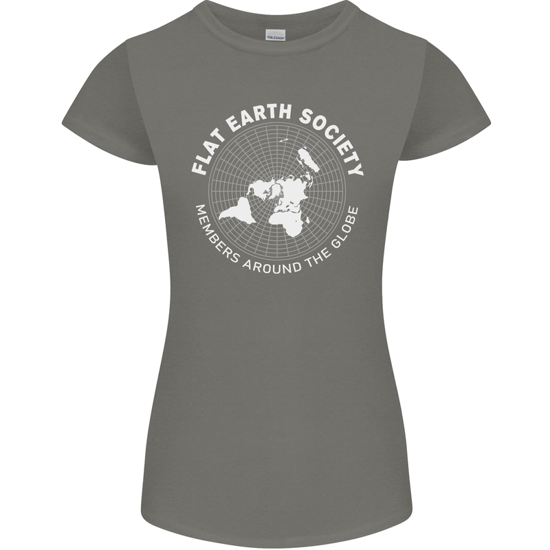 Flat Earth Society Members Around the Globe Womens Petite Cut T-Shirt Charcoal