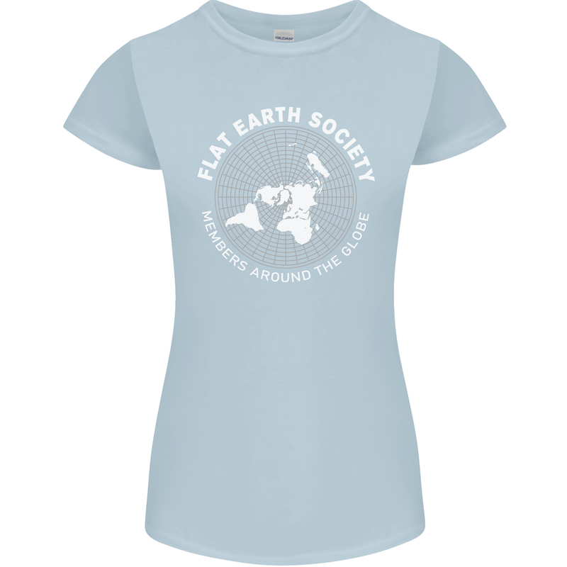 Flat Earth Society Members Around the Globe Womens Petite Cut T-Shirt Light Blue