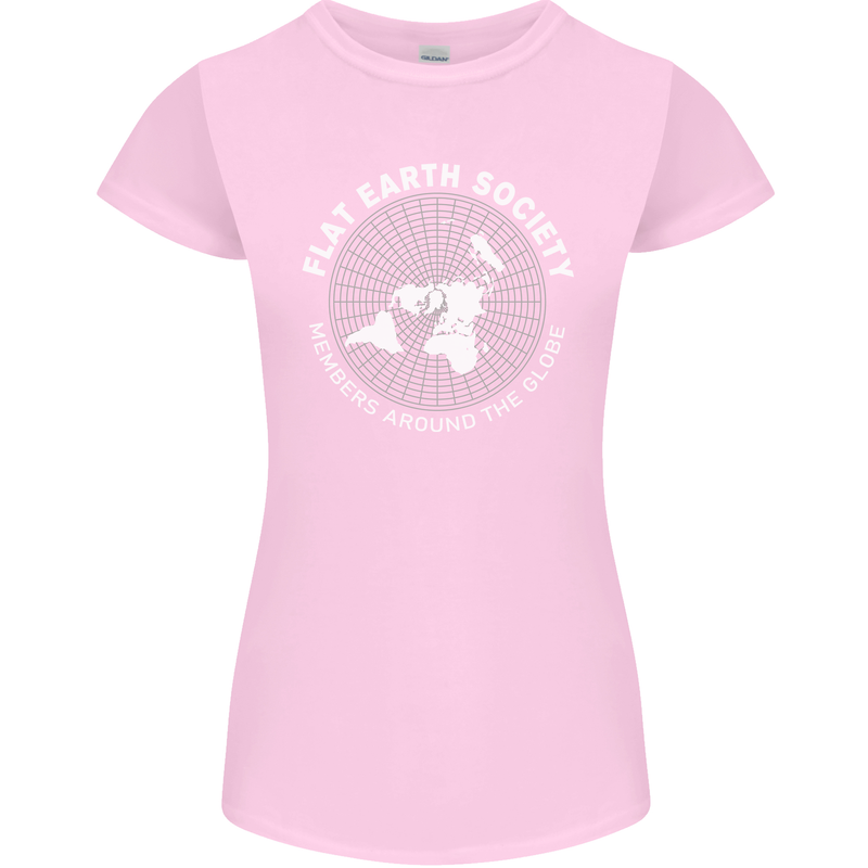 Flat Earth Society Members Around the Globe Womens Petite Cut T-Shirt Light Pink