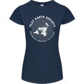 Flat Earth Society Members Around the Globe Womens Petite Cut T-Shirt Navy Blue