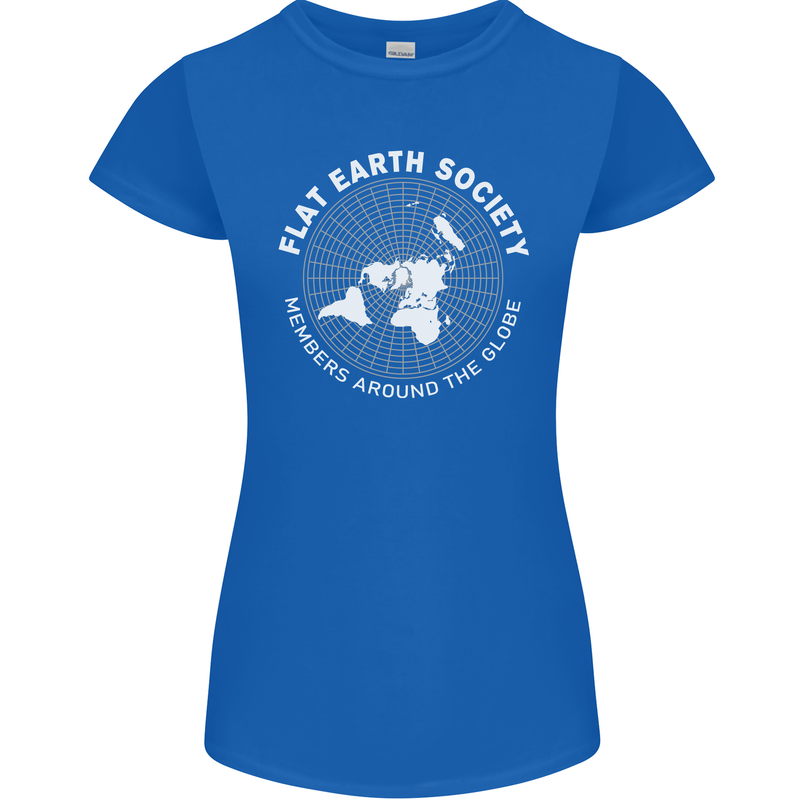 Flat Earth Society Members Around the Globe Womens Petite Cut T-Shirt Royal Blue