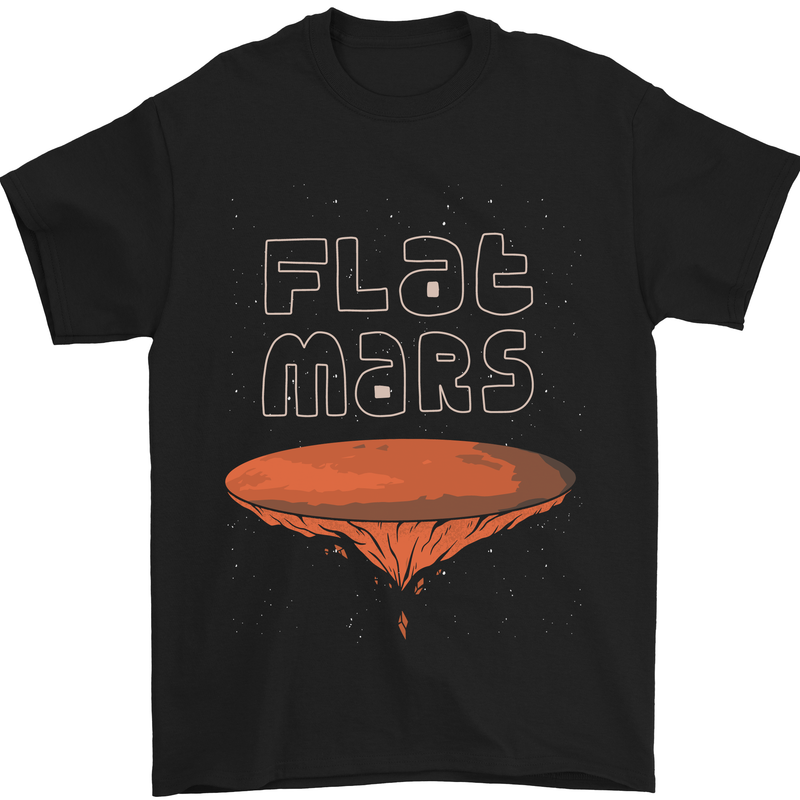 Flat Planet Mars Mens T-Shirt Cotton Gildan Black