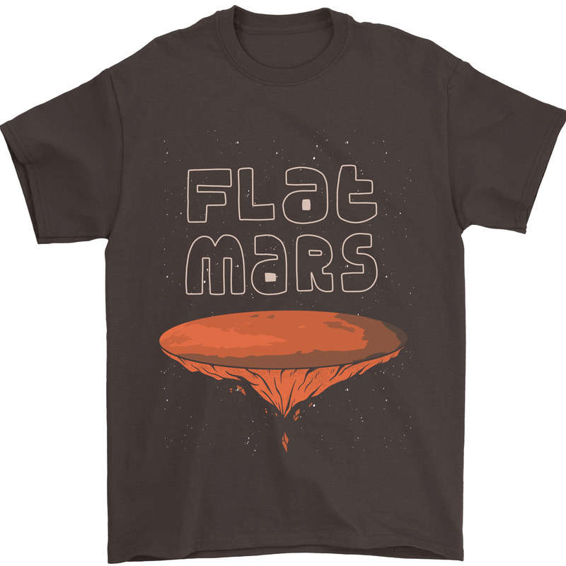 Flat Planet Mars Mens T-Shirt Cotton Gildan Dark Chocolate