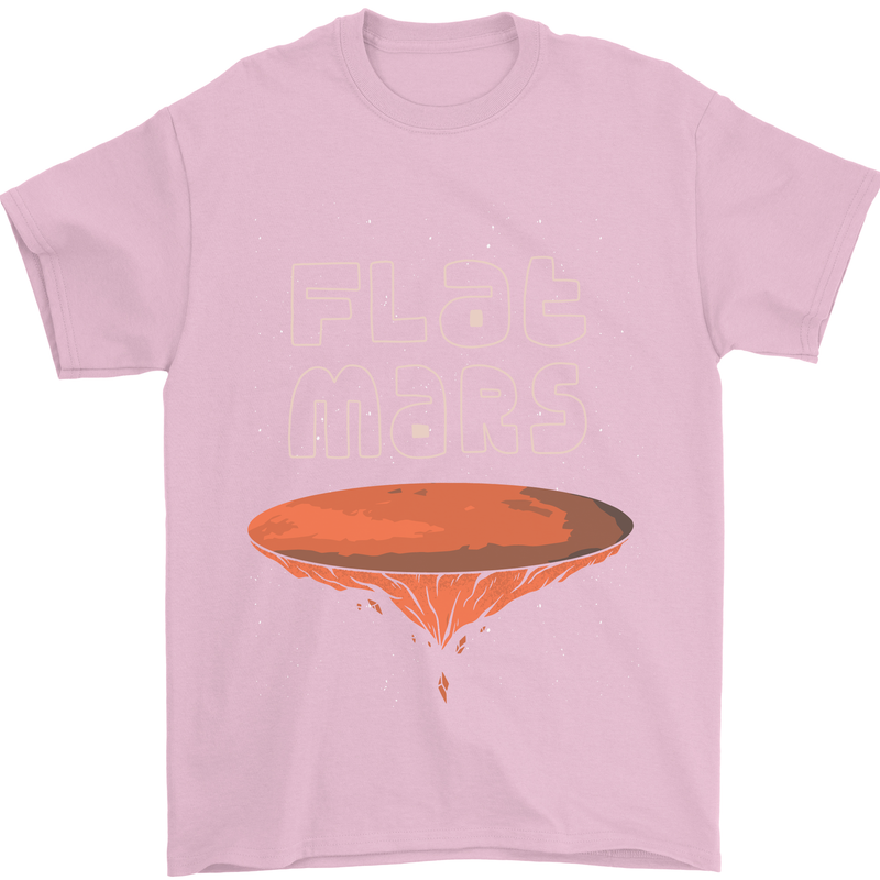 Flat Planet Mars Mens T-Shirt Cotton Gildan Light Pink