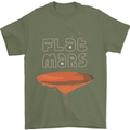 Flat Planet Mars Mens T-Shirt Cotton Gildan Military Green