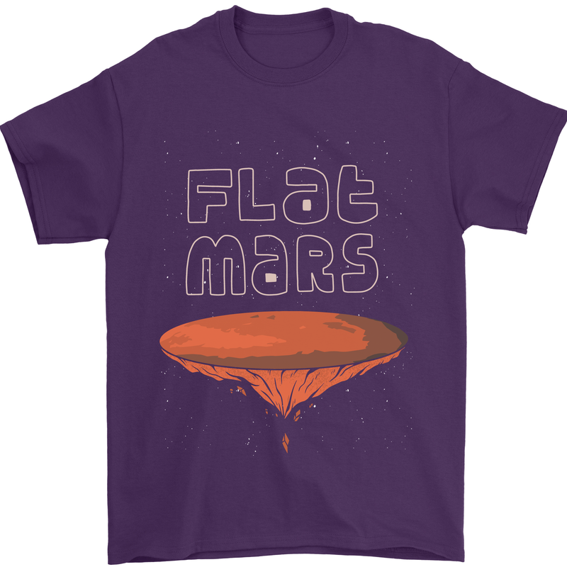 Flat Planet Mars Mens T-Shirt Cotton Gildan Purple
