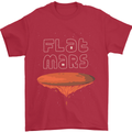 Flat Planet Mars Mens T-Shirt Cotton Gildan Red