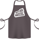 Flipping Awesome Funny Chef BBQ Fathers Day Cotton Apron 100% Organic Dark Grey