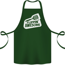 Flipping Awesome Funny Chef BBQ Fathers Day Cotton Apron 100% Organic Forest Green